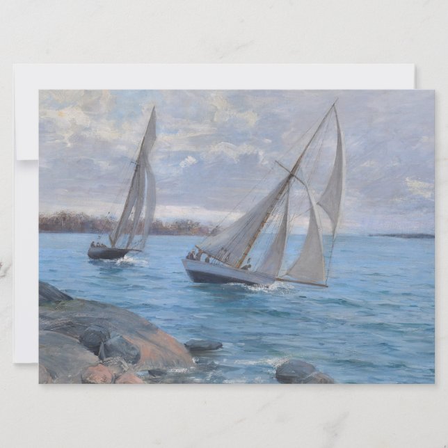 Tarjeta Barcos de vela en el río (Anverso)