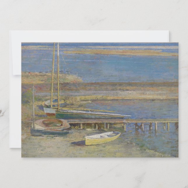 Tarjeta Barcos en aterrizaje (Paisaje de Nueva Inglaterra) (Anverso)