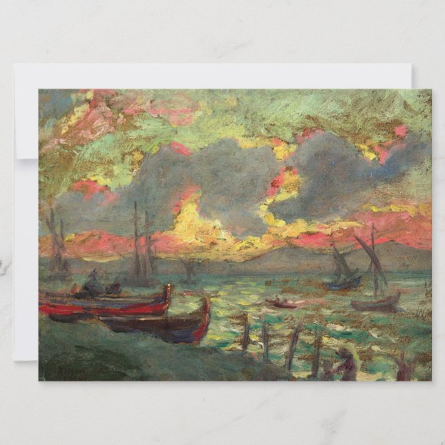 Tarjeta Barcos en la costa (por Kimon Loghi) (Anverso)