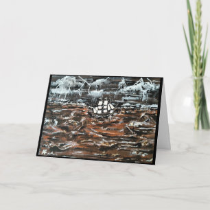 Tarjeta Barcos en una pintura de tormentas de Alfred Fox