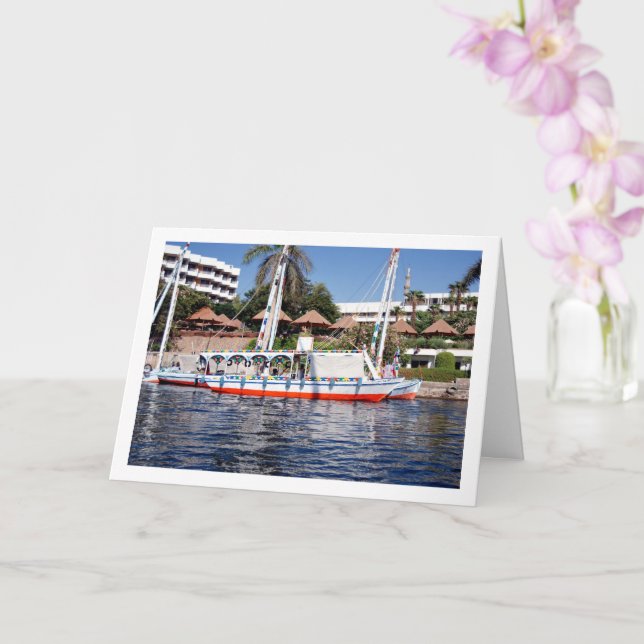 Tarjeta Barcos Feluca en el río Nilo, Luxor (Orquídea)