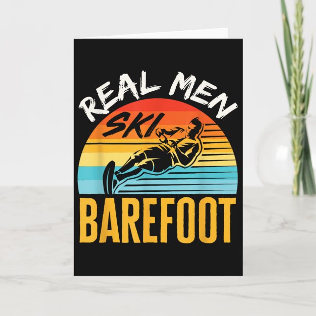 Tarjeta Barefoot Water Skiing Skier Funny Real Men Ski Bar (Anverso)