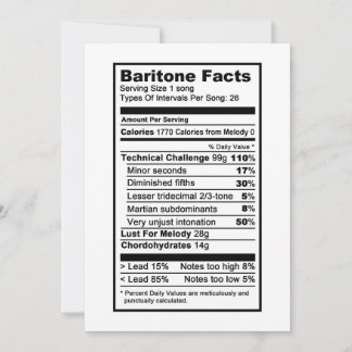 Tarjeta Baritone "Etiqueta de información nutricional"