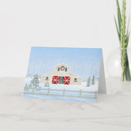 Tarjeta Barn Blank para Navidades de nieve blancos
