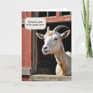Tarjeta Barn Goat por tener un cumpleaños viejo
