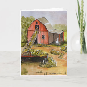 Tarjeta Barn Rojo, Llama, Hay Day, Farmhouse Decour Art Ca