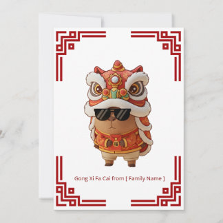 Tarjeta Barongsai Capybara Año Nuevo Chino