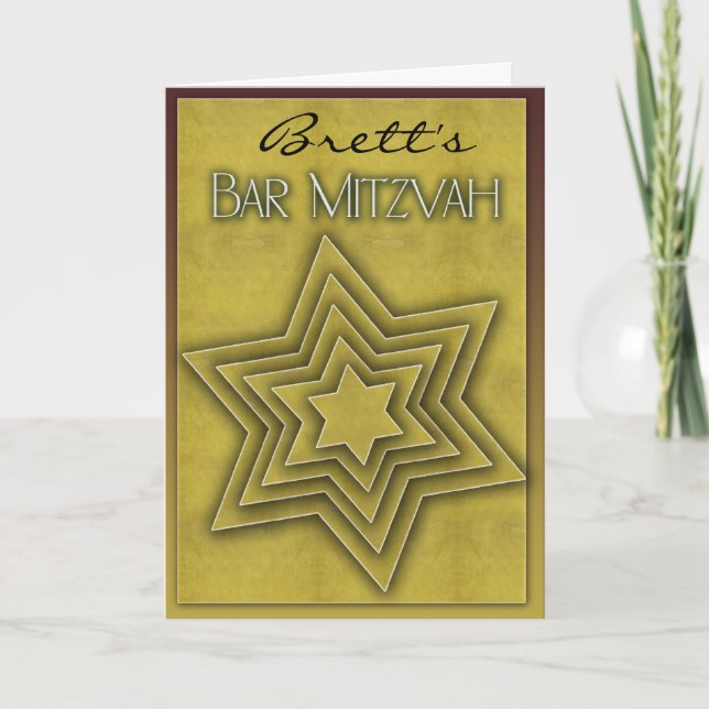 Tarjeta Barra de oro Mitzvah/estrella de David (Anverso)
