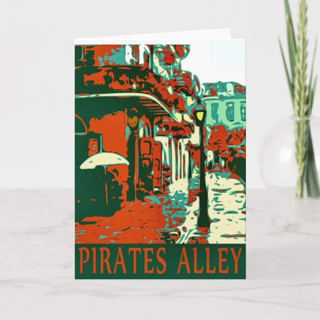 Tarjeta Barrio Francés de Pirates Alley Nueva Orleans (Anverso)