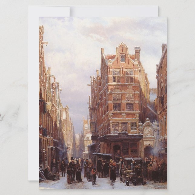 Tarjeta Barrio judío en Ámsterdam (escena de la ciudad vie (Anverso)