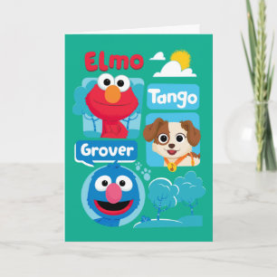 Tarjeta Barrio Sésamo   Gráfico Elmo, Tango y Grover Park