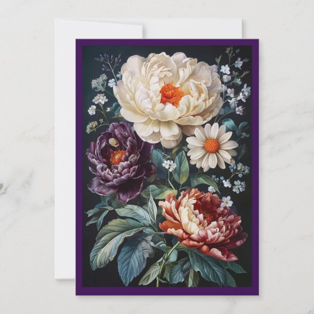 Tarjeta barroca de bienvenida en blanco floral (Anverso)