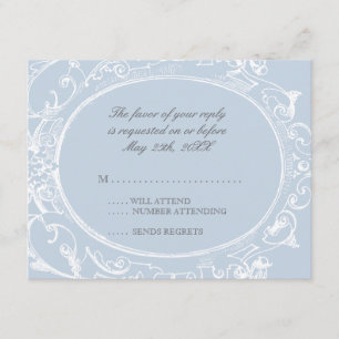 Tarjeta barroca de la respuesta de RSVP del pavo