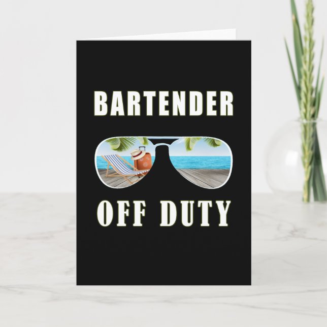 Tarjeta Bartender de gafas de sol de turno vacaciones de p (Anverso)