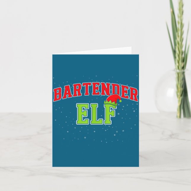 Tarjeta Bartender Elf Christmas Family Matching Group Xmas (Anverso)