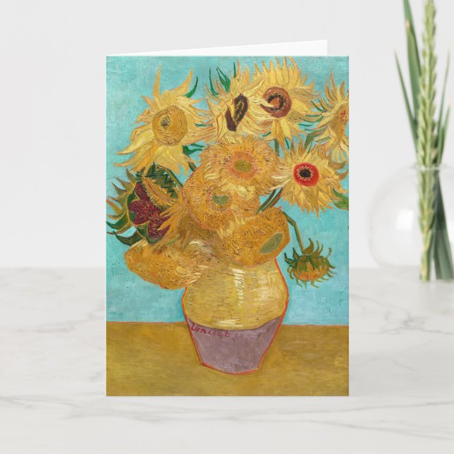 Tarjeta Base con doce girasoles de Vincent Van Gogh (Anverso)