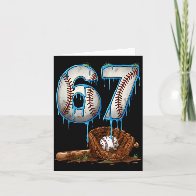 Tarjeta Baseball 67 six seven meme funny 6-7 drip baseball (Anverso)