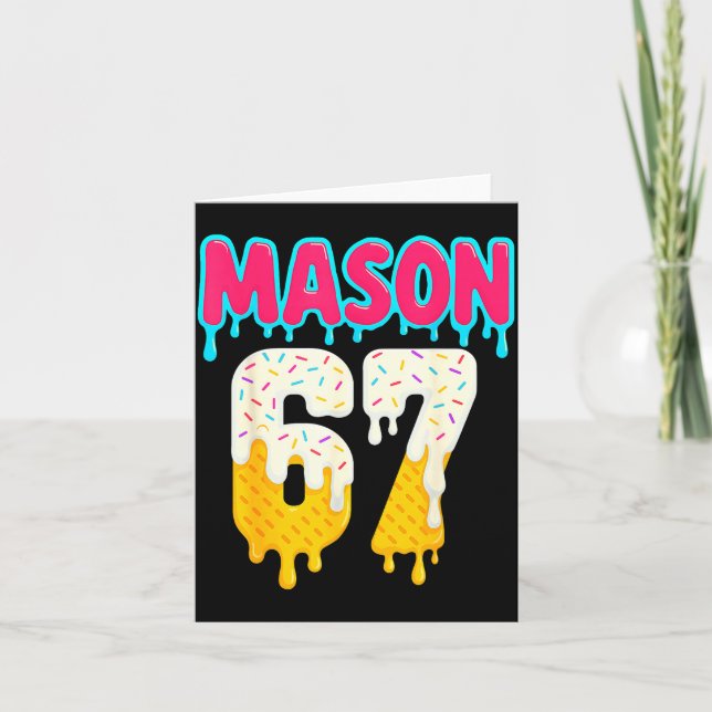 Tarjeta Baseball 6 7 Ice Cream Drip Number 67 Funny Six Se (Anverso)