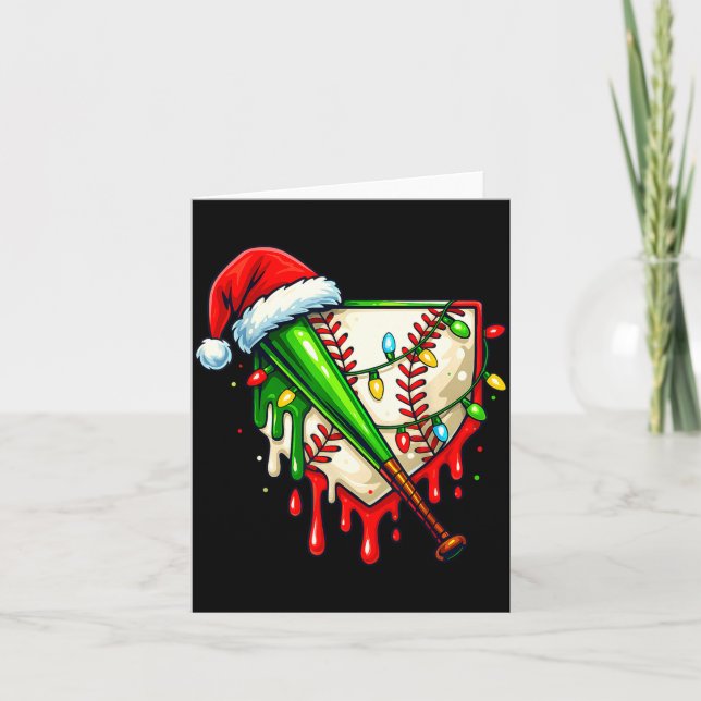 Tarjeta Baseball Christmas Santa Hat Dripng Ice Cream Xmas (Anverso)