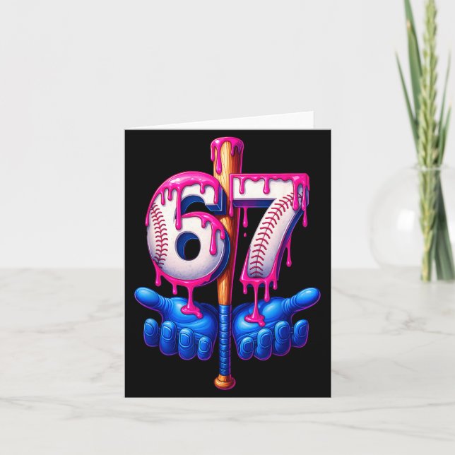 Tarjeta Baseball Drip 6 7 Number 67 Six Seven Meme Mens Bo (Anverso)