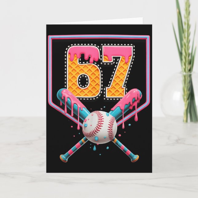 Tarjeta Baseball Drip Number 67 Fun Six Seven 6 7 Meme Des (Anverso)