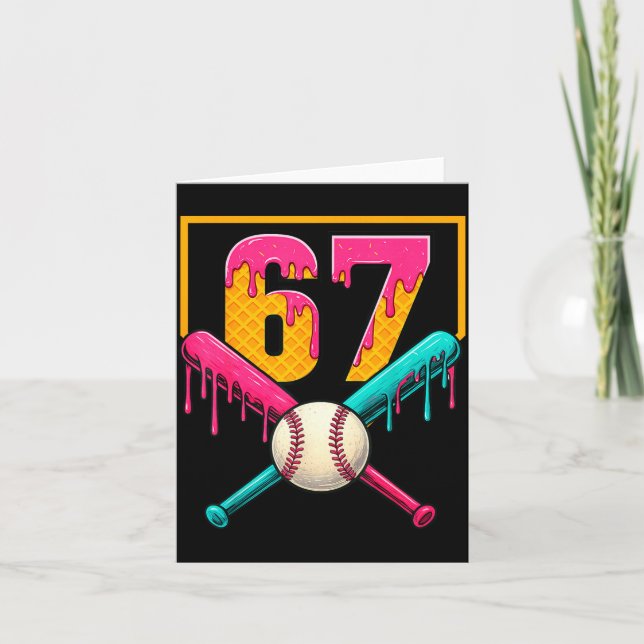 Tarjeta Baseball Ice Cream Drip Number 67 Player 67th Birt (Anverso)