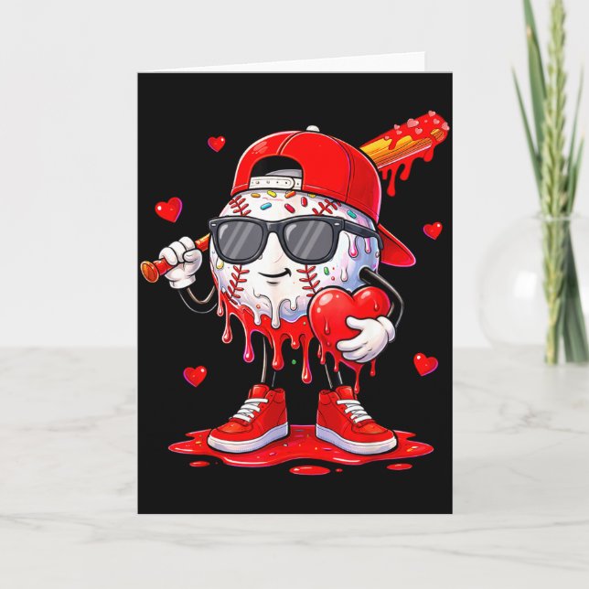 Tarjeta Baseball Ice Cream Drip Valentines Day Shirts For  (Anverso)