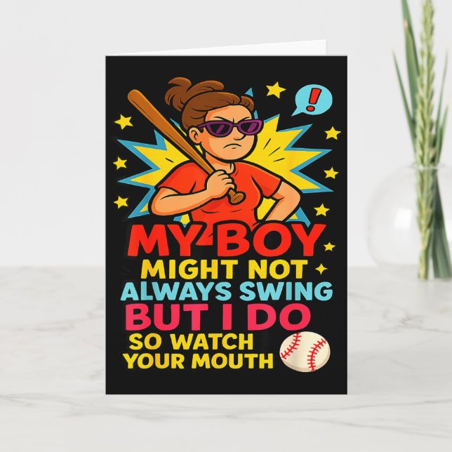 Tarjeta Baseball Mom Funny Quote For Mother's Day Gift  (Anverso)