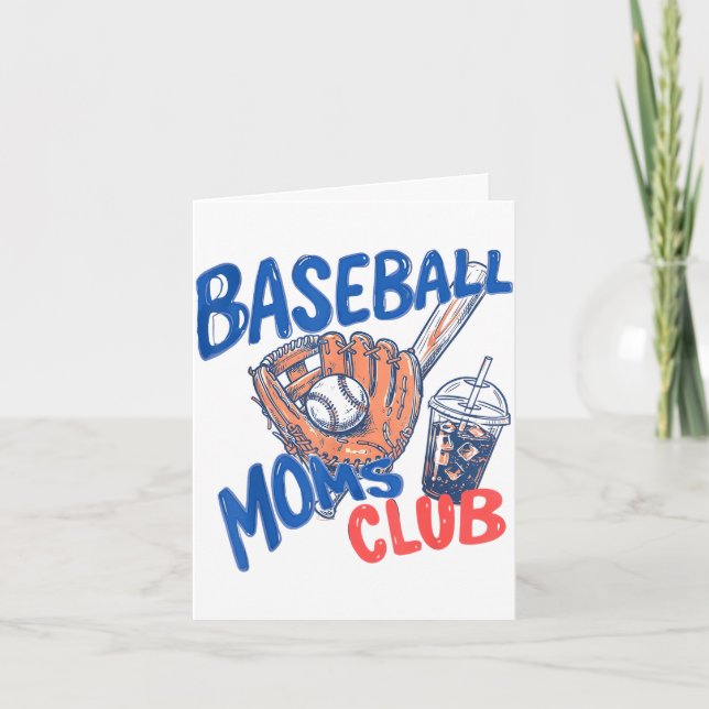 Tarjeta Baseball moms club iced coffee &amp; glove sports (Anverso)