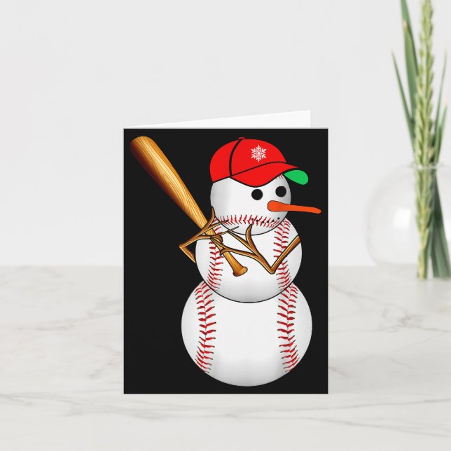 Tarjeta Baseball Snowman Snow Christmas Xmas Men Women  (Anverso)