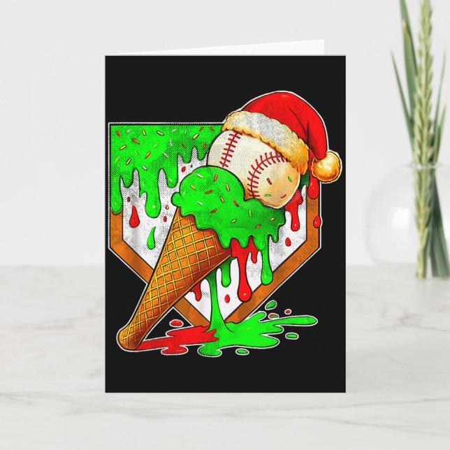 Tarjeta Baseball Xmas Christmas Baseball Ice Cream Drip Bo (Anverso)