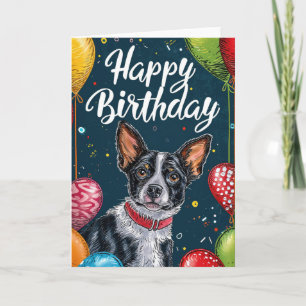 Tarjeta Basenji con Balloons Cumpleaños