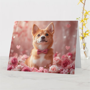 Tarjeta Basenji con Rosas - Día de San Valentín