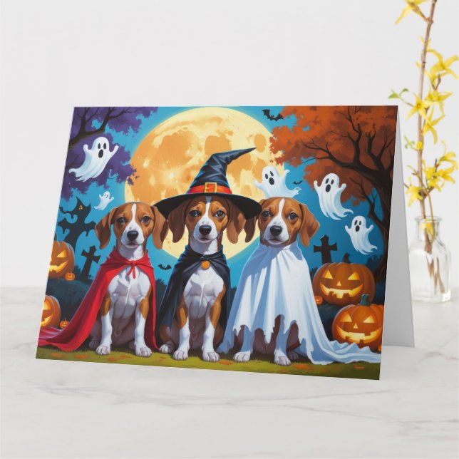 Tarjeta Basenji Dogs Pumpkin Halloween Funny (flor amarilla)