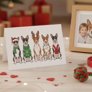 Tarjeta Basenjis de Navidad
