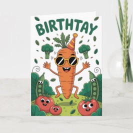 Tarjeta Bash de cumpleaños de Guay Carrot - Funny Garden F
