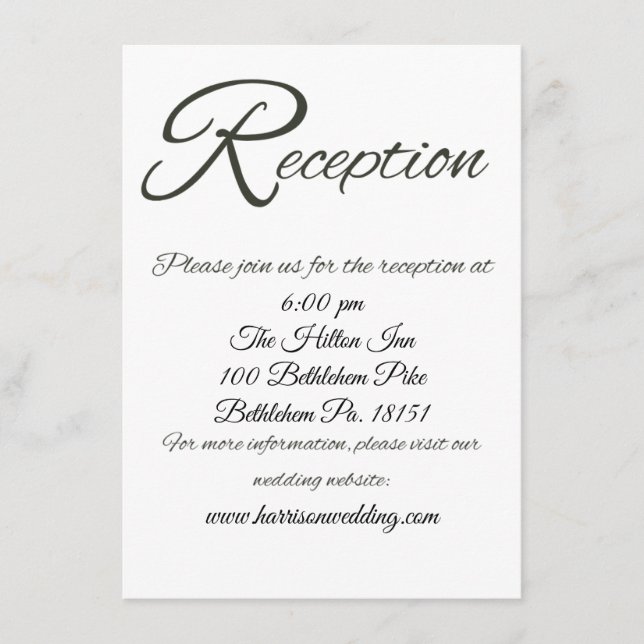 Tarjeta básica para la recepción de boda R grande (Anverso)