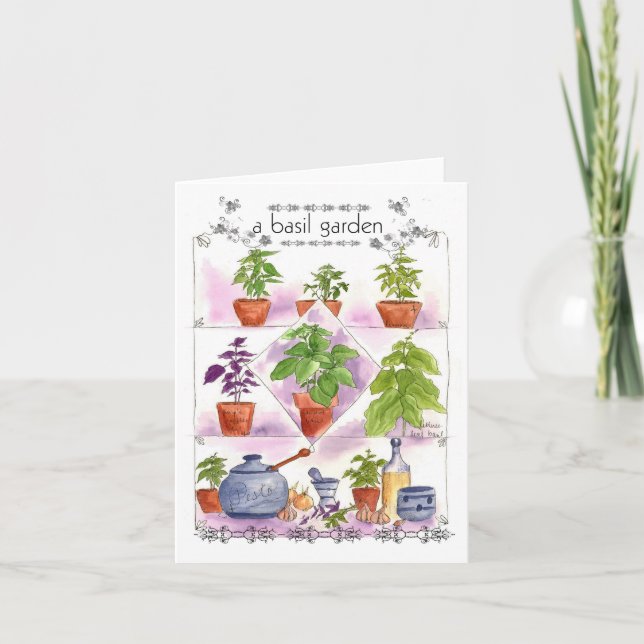 Tarjeta Basil Herb Garden Pesto Olive Oil Note Card (Anverso)