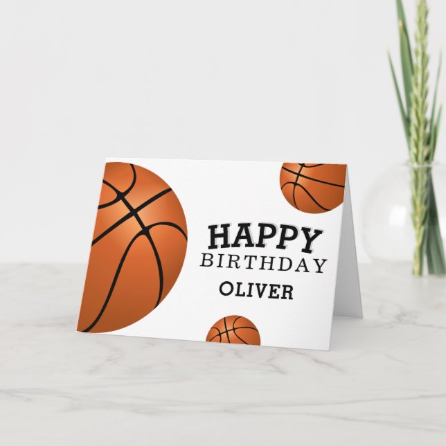 Tarjeta Basketball Ball Sports Happy Birthday Kids (Anverso)