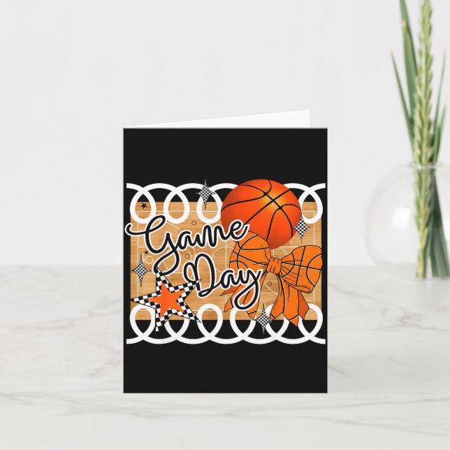 Tarjeta Basketball Coquette Bow Game Day Women Girl  (Anverso)