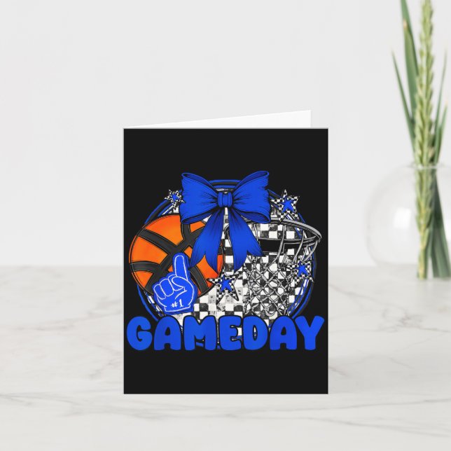 Tarjeta Basketball Game Day Go Cheer Team Blue Coquette Ch (Anverso)