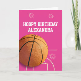 Tarjeta Basketball Happy Birthday Card Sports Funny Pink