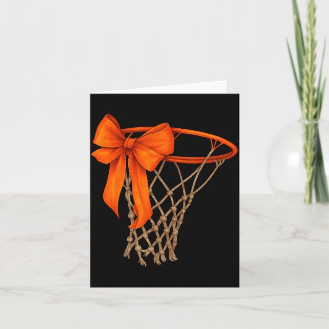 Tarjeta Basketball Hoop With Bow Cute Basketball Aesthetic (Anverso)