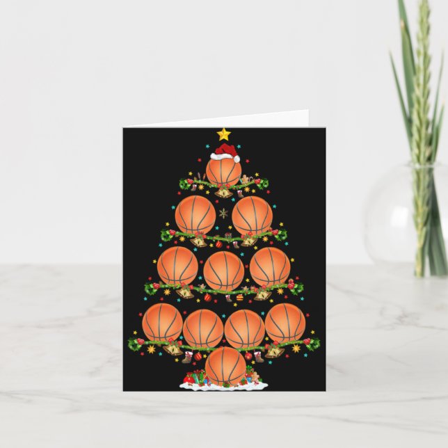 Tarjeta Basketball Lights Xmas Santa Basketball Christmas  (Anverso)