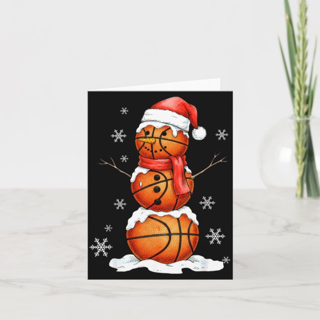Tarjeta Basketball Snowman Christmas Holiday Srts Xmas Paj (Anverso)