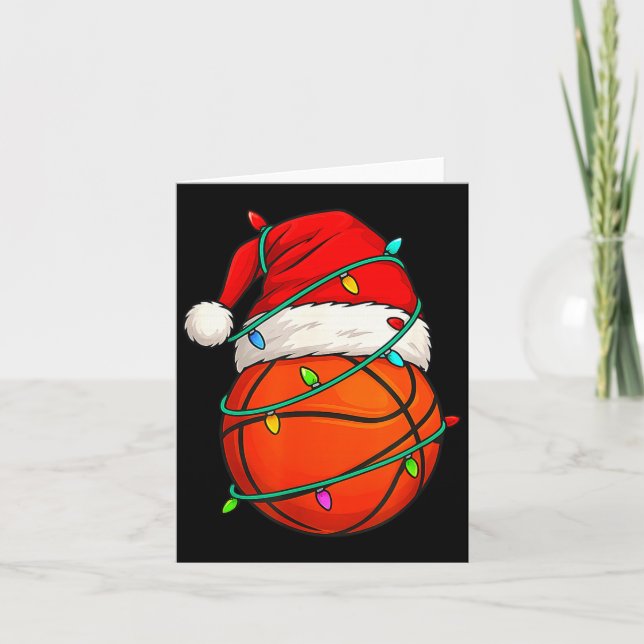 Tarjeta Basketball With Santa Hat Funny Christmas Xmas Gif (Anverso)