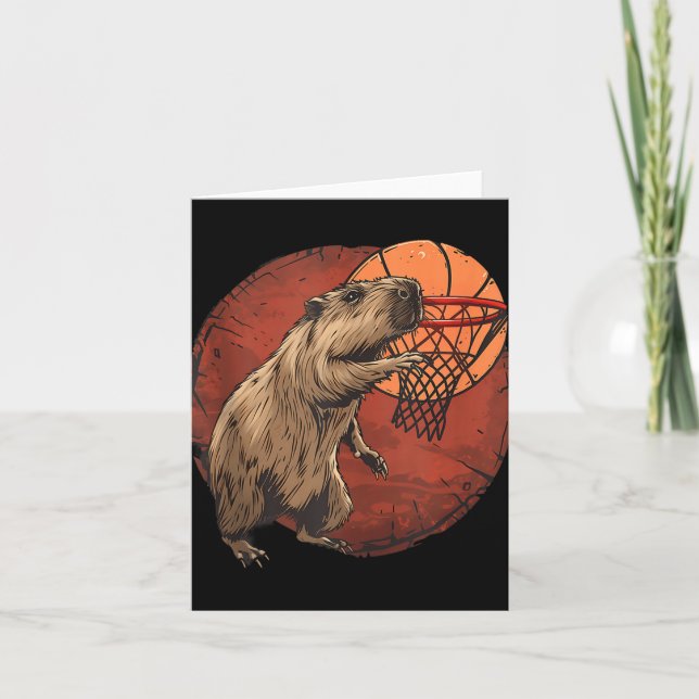 Tarjeta Básquetbol Artesanía Básquetbol Capybara Drawi (Anverso)