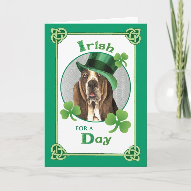 Tarjeta Basset del Día de San Patricio (Anverso)