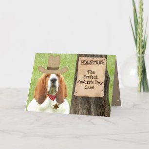 Tarjeta Basset "Día del Padre" con tema Cowboy