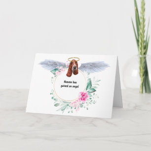 Tarjeta Basset hound angel alas compasión wreath